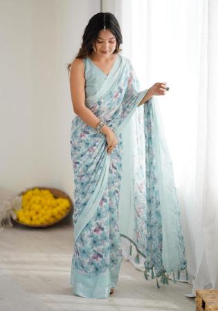 Picture of Amazing Georgette Dark Sea Green Saree