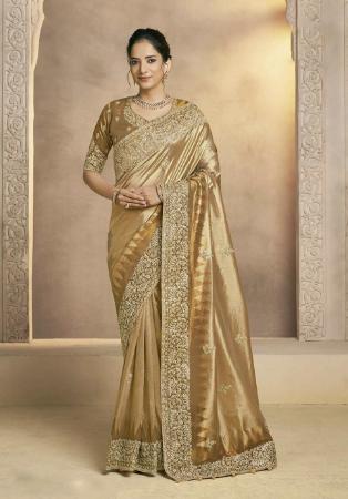 Picture of Superb Silk Dark Khaki Saree