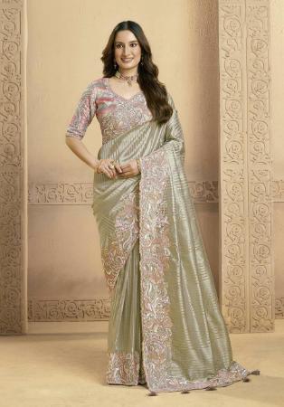 Picture of Shapely Silk Dark Khaki Saree