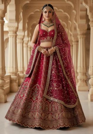 Picture of Sightly Silk Dark Red Lehenga Choli