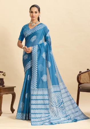 Picture of Stunning Silk Steel Blue Saree