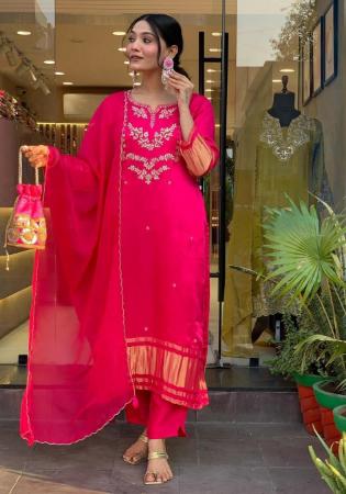Picture of Stunning Silk Crimson Readymade Salwar Kameez