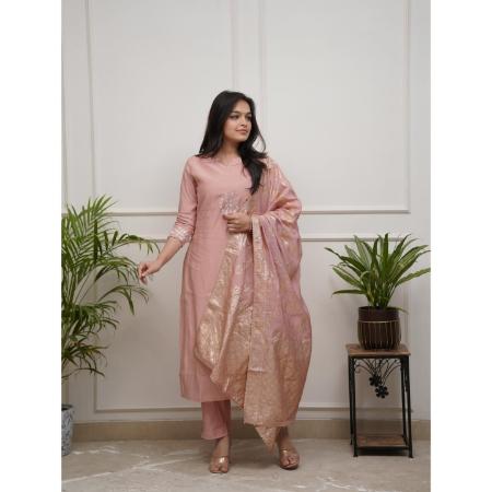 Picture of Shapely Silk Rosy Brown Readymade Salwar Kameez