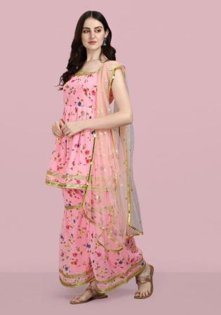 Picture of Classy Georgette Light Pink Readymade Salwar Kameez
