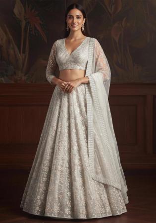 Picture of Amazing Net Grey Lehenga Choli