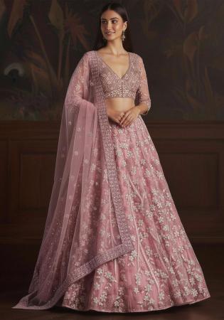 Picture of Pleasing Net Rosy Brown Lehenga Choli