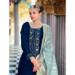 Picture of Marvelous Chiffon Navy Blue Straight Cut Salwar Kameez