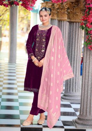 Picture of Pleasing Chiffon Maroon Straight Cut Salwar Kameez