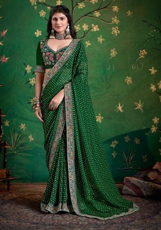Picture of Beauteous Georgette Forest Green Saree