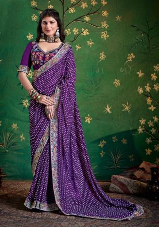 Picture of Comely Georgette Dark Slate Blue Saree