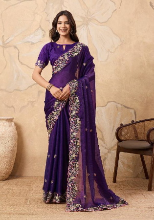Picture of Delightful Chiffon Purple Saree