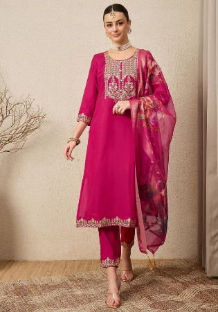 Picture of Splendid Rayon Crimson Readymade Salwar Kameez