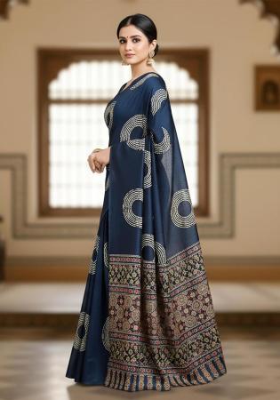 Picture of Fine Cotton Dark Slate Grey Saree