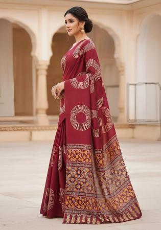 Picture of Shapely Cotton Crimson Saree