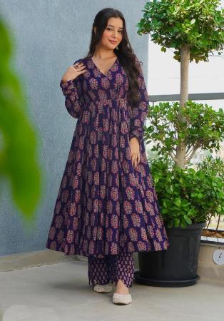 Picture of Gorgeous Rayon Purple Readymade Gown