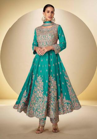 Picture of Radiant Chiffon Dark Cyan Anarkali Salwar Kameez