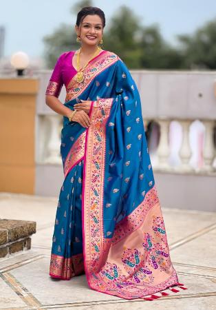 Picture of Classy Silk Navy Blue Saree