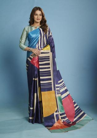 Picture of Resplendent Crepe & Silk Dark Slate Grey Saree
