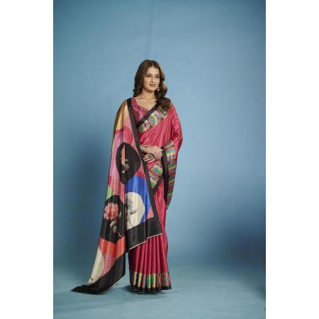 Picture of Shapely Crepe & Silk Pale Violet Red Saree