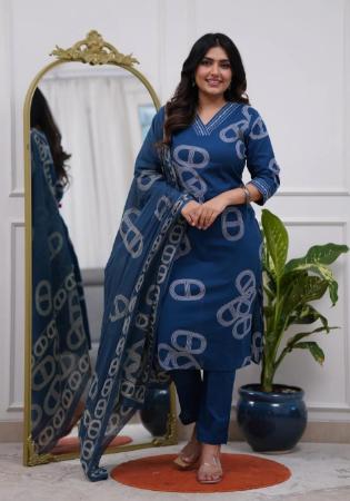 Picture of Chiffon Midnight Blue Readymade Salwar Kameez