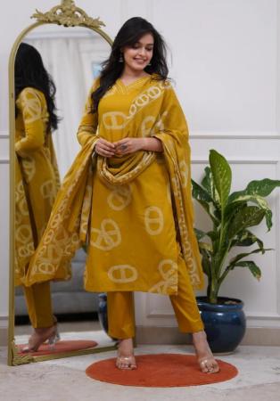 Picture of Chiffon Dark Golden Rod Readymade Salwar Kameez