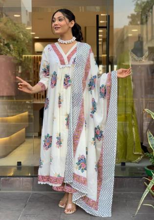 Picture of Alluring Chiffon Off White Readymade Salwar Kameez