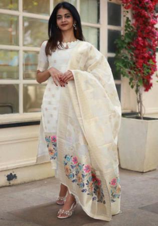 Picture of Comely Chiffon Off White Readymade Salwar Kameez