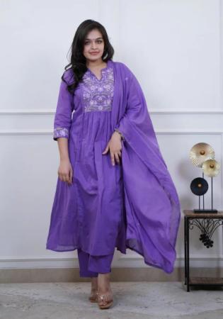 Picture of Chiffon Dark Slate Blue Readymade Salwar Kameez