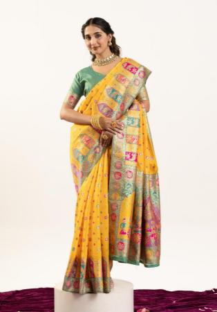 Picture of Splendid Silk Golden Rod Saree