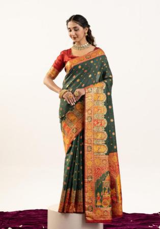Picture of Fine Silk Forest Green Saree