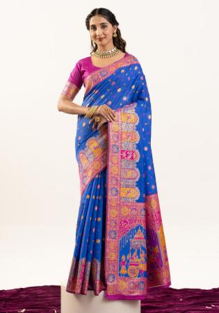 Picture of Fascinating Silk Dark Blue Saree