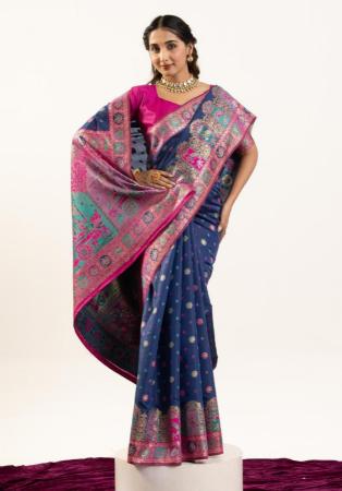 Picture of Exquisite Silk Dark Slate Blue Saree