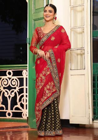 Picture of Admirable Chiffon & Cotton Crimson Saree