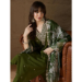 Picture of Silk Dark Olive Green Readymade Salwar Kameez
