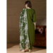 Picture of Silk Dark Olive Green Readymade Salwar Kameez