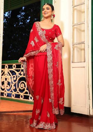 Picture of Charming Silk Dark Red Saree