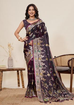 Picture of Superb Satin & Silk Dark Magenta Saree
