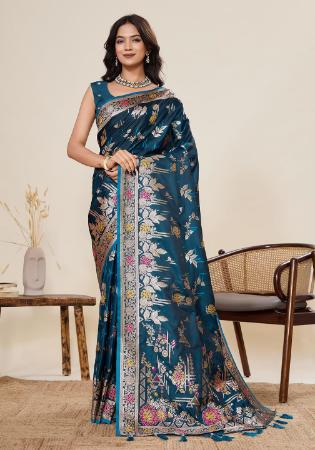 Picture of Pleasing Satin & Silk Midnight Blue Saree