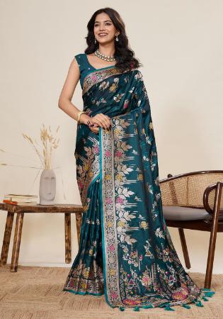 Picture of Beautiful Satin & Silk Midnight Blue Saree