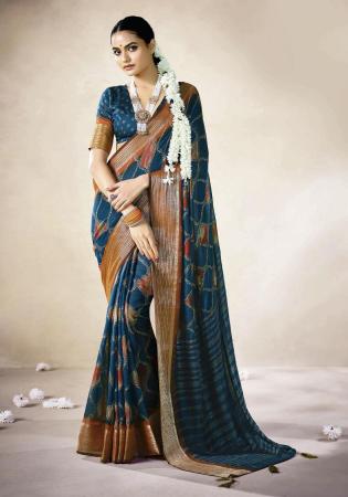Picture of Alluring Chiffon Dark Slate Grey Saree