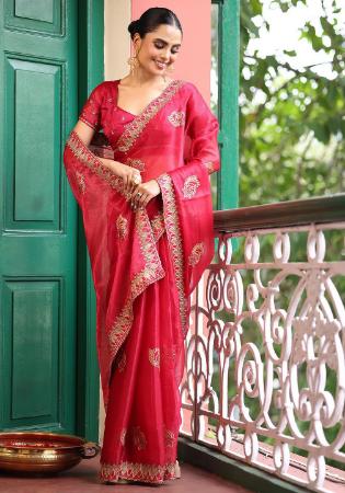 Picture of Amazing Chiffon & Satin & Silk Maroon Saree