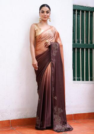 Picture of Gorgeous Chiffon & Satin & Silk Tan Saree