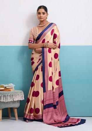 Picture of Excellent Satin & Silk Wheat Saree