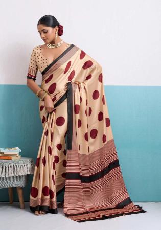 Picture of Pleasing Satin & Silk Tan Saree
