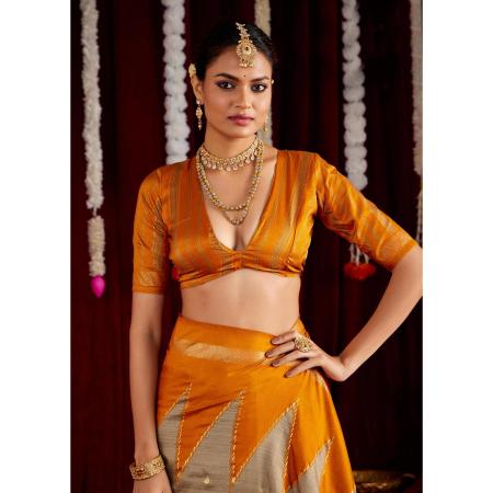 Picture of Alluring Silk Dark Golden Rod Saree