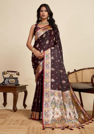 Picture of Beauteous Satin & Silk Dark Olive Green Saree