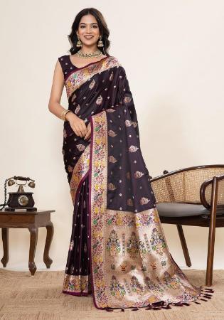 Picture of Comely Satin & Silk Black Saree