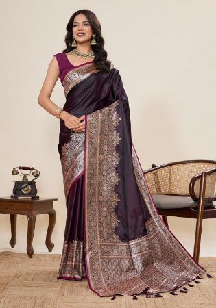 Picture of Admirable Satin & Silk Plum Saree
