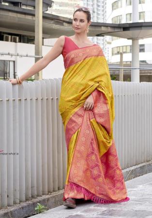 Picture of Ideal Silk Dark Golden Rod Saree