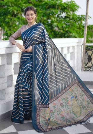 Picture of Well Formed Silk Midnight Blue Saree